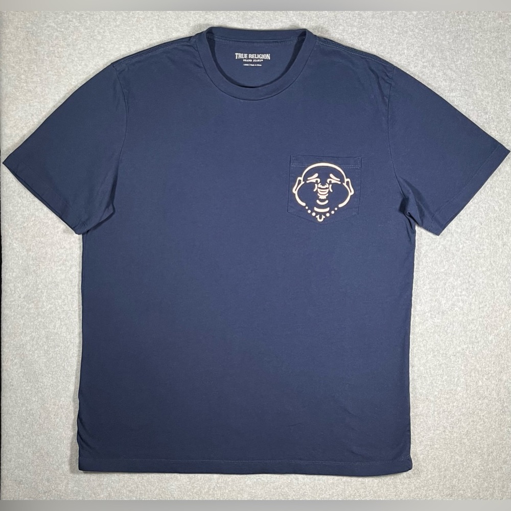 True Religion Horseshoe Pocket T Shirt Navy Blue US Size Large